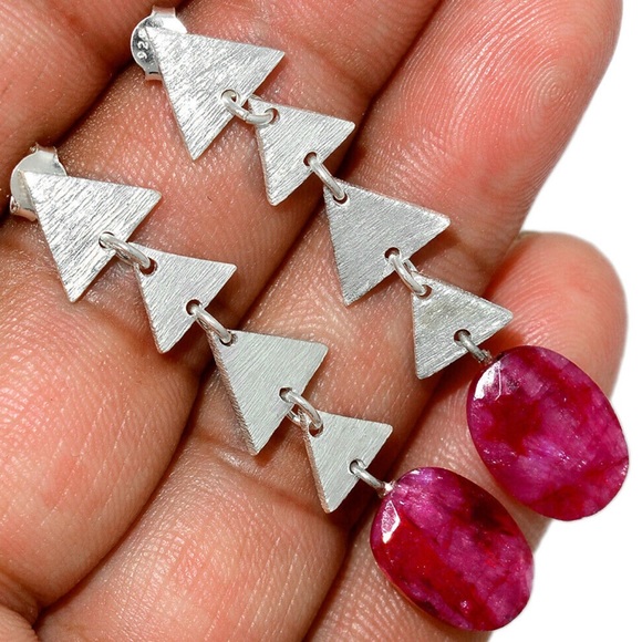 Jewelry - RUBY handmade silver dangle earrings